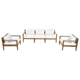 3-Piece Patio Conversation Set, Rope-Woven Outdoor Sectional Sofa Set, 3-Seater Sofa & 2 Armchairs with Water-Resistant Cushions