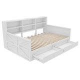 Extendable Daybed with Drawers, Twin to Double Twin Daybed, Storage Headboard with LED Light & Charging Station