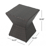 Outdoor Wicker End Table, Geometric PE Rattan Side Table with Iron Frame, Weather-Resistant Accent Table, Brown