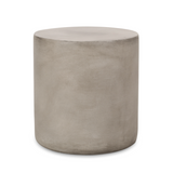 Outdoor Lightweight Concrete Side Table, MGO Cylindrical End Table for Patio & Backyard, Weather-Resistant Accent Table