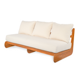 3-Piece Outdoor Acacia Wood Sofa Chat Set, Patio Conversation Set, Low-Profile 3-Seater Sofa & 2 Club Chairs with Cushions