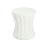 Outdoor Round Concrete Side Table, MGO End Table with Cinched Waist, Modern Minimalist Accent Table, Antique White