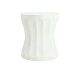 Outdoor Round Concrete Side Table, MGO End Table with Cinched Waist, Modern Minimalist Accent Table, Antique White