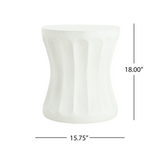 Outdoor Round Concrete Side Table, MGO End Table with Cinched Waist, Modern Minimalist Accent Table, Antique White