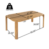 7-Piece Outdoor Dining Set, Acacia Wood Dining Table with 6 Chairs & Cushions, Patio Dining Furniture, Teak+Beige