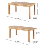7-Piece Outdoor Acacia Wood Dining Set, Rustic Patio Furniture with Expandable Table, 6 Rope Chairs & Water-Resistant Cushions