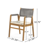 7-Piece Outdoor Acacia Wood Dining Set, Rustic Patio Furniture with Expandable Table, 6 Rope Chairs & Water-Resistant Cushions