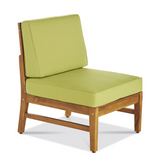 Outdoor Sofa and Coffee Table Set, Acacia Wood Patio Conversation Set with Water-Resistant Cushions