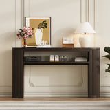 Rustic Console Table with Fluted Legs, Farmhouse Entryway Sofa Table with Open Shelf