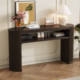 Rustic Console Table with Fluted Legs, Farmhouse Entryway Sofa Table with Open Shelf
