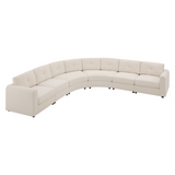 Curved Modular Sectional Sofa, Upholstered L-Shaped Couch, Button Tufted Back Modular Sofa, 6 Seat Sofa