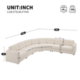 Curved Modular Sectional Sofa, Upholstered L-Shaped Couch, Button Tufted Back Modular Sofa, 6 Seat Sofa