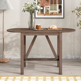 3-Piece Counter Height Wood Drop Leaf Dining Set, Extendable Kitchen Table with 2 Upholstered Dining Chairs for Small Place