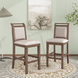 3-Piece Counter Height Wood Drop Leaf Dining Set, Extendable Kitchen Table with 2 Upholstered Dining Chairs for Small Place
