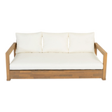 67" Outdoor 3-Seater Sofa Couch, Acacia Wood Patio Daybed with 6" Thicker Cushions, Water-Resistant & Removable Covers