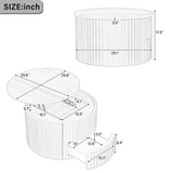 Round Lift-Top Coffee Table, Fluted Accent Coffee Table with Hidden Storage & Drawer, Solid Wood Center Table End Table