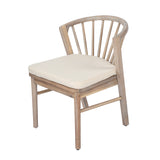 Set of 2 Outdoor Dining Chairs Ergonomic Patio Accent Chairs with Windsor Curved Spindle,Soft Cushion&Weather-Resistant Frame,Light White
