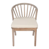 Set of 2 Outdoor Dining Chairs Ergonomic Patio Accent Chairs with Windsor Curved Spindle,Soft Cushion&Weather-Resistant Frame,Light White