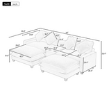 111" Chenille Upholstered Sectional Sofa, Double Cushion Couch with 2 Ottomans, USB Ports, Cup Holders & Hidden Storage