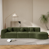 140" Modern Curved Sectional Sofa, 3-Piece Modular Couch with Chaise, Compressed Sponge Construction, Fully Assembled