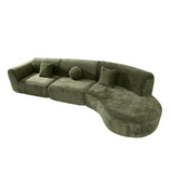 140" Modern Curved Sectional Sofa, 3-Piece Modular Couch with Chaise, Compressed Sponge Construction, Fully Assembled
