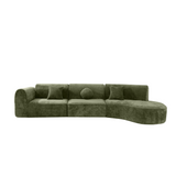 140" Modern Curved Sectional Sofa, 3-Piece Modular Couch with Chaise, Compressed Sponge Construction, Fully Assembled