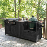 80.5" Outdoor Kitchen Island, Fir Wood Grill Cart with Stainless Steel Top, Adjustable Shelves for Big Green Egg, Blackstone Griddle