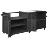80.5" Outdoor Kitchen Island, Fir Wood Grill Cart with Stainless Steel Top, Adjustable Shelves for Big Green Egg, Blackstone Griddle
