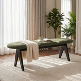 53" Entryway Bench, Upholstered Bench with Black Wood Legs for Living Room,Bedroom, 250 LBS Capacity