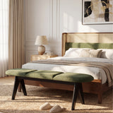 53" Entryway Bench, Upholstered Bench with Black Wood Legs for Living Room,Bedroom, 250 LBS Capacity