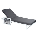 5-Position Outdoor Chaise Lounge Chair Patio Recliner Adjustable Sunlounger with Water-Resistant Cushion & Rust-Resistant Frame, White&Gray