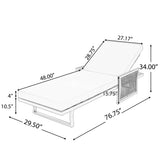 5-Position Outdoor Chaise Lounge Chair Patio Recliner Adjustable Sunlounger with Water-Resistant Cushion & Rust-Resistant Frame, White&Gray