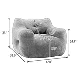 Teddy Bean Bag Chair with Armrests, Removable Cover & Side Pocket, Lazy Sofa Chairs for Living Room, Bedroom, Reading Room
