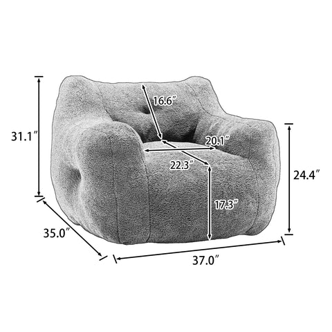 Teddy Bean Bag Chair with Armrests, Removable Cover & Side Pocket, Lazy Sofa Chairs for Living Room, Bedroom, Reading Room