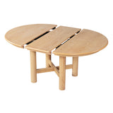 Extendable Dining Table with Solid Wood Legs & Safe Rounded Edge, Oval Dinner Table Kitchen Table Desk for 4-6, Natural