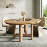 Extendable Dining Table with Solid Wood Legs & Safe Rounded Edge, Oval Dinner Table Kitchen Table Desk for 4-6, Natural