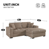 86.5" L-Shaped Sectional Sofa, Corduroy Chaise Sectional Sofa Couch with Pillows, Cup Holders & Charging Ports for Living Room
