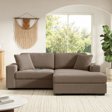 86.5" L-Shaped Sectional Sofa, Corduroy Chaise Sectional Sofa Couch with Pillows, Cup Holders & Charging Ports for Living Room