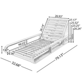 Acacia Wood Chaise Lounge Set with 4" Water-Resistant Cushion, 4-Position Adjustable Recliner, Outdoor Patio Lounger