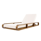 Acacia Wood Chaise Lounge Set with 4" Water-Resistant Cushion, 4-Position Adjustable Recliner, Outdoor Patio Lounger