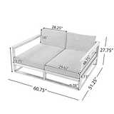 Outdoor Double Daybed Couch with Water-Resistant Cushions, Acacia Wood Patio Chaise Lounge Bed