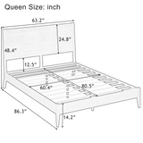 Mid-Century Modern Platform Bed, Queen Sled Style Bed Frame with Headboard, Solid Bamboo Bed Frame, No Box Spring Needed