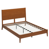 Mid-Century Modern Platform Bed, Queen Sled Style Bed Frame with Headboard, Solid Bamboo Bed Frame, No Box Spring Needed