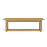 59" Dining Bench, Minimalist Entryway Bench with Plastic Rattan Weave Accent Panels & Rubberwood Frame
