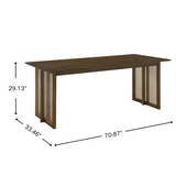 71" Dining Table, Mid-Century Modern Kitchen Table with Plastic Rattan Accents & Rubberwood Frame, Seats 6