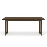 71" Dining Table, Mid-Century Modern Kitchen Table with Plastic Rattan Accents & Rubberwood Frame, Seats 6