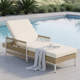 Outdoor Chaise Lounge Chair with Cushion, 6-Position Adjustable Recliner, All-Weather Wicker Patio Lounge Chair