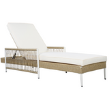 Outdoor Chaise Lounge Chair with Cushion, 6-Position Adjustable Recliner, All-Weather Wicker Patio Lounge Chair