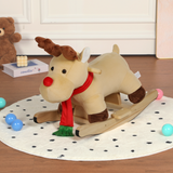 Kids Rocking Horse Rocker with Safety Belt & Music, Ride-On Toy with Jingle Bells & Hand Puppets For Toddlers 1-3 Years