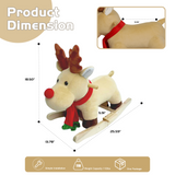 Kids Rocking Horse Rocker with Safety Belt & Music, Ride-On Toy with Jingle Bells & Hand Puppets For Toddlers 1-3 Years